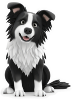 Smiling border collie, cartoon style, digital illustration. png