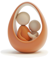 Two figures nestled within an egg-shaped form, evoking a sense of comfort. png