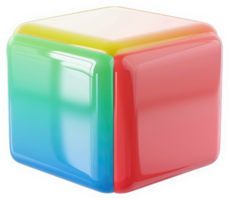 Multicolored cube design with a smooth, gradient finish. png