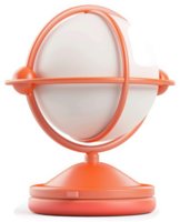 Orange globe-shaped desk lamp with a rotating base. png