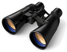 Black binoculars with optical lenses, ideal for viewing distant objects. png