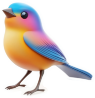 Vibrant, colorful cartoon bird in profile view. png
