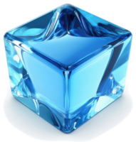A vibrant, clear blue ice cube with smooth, flowing edges. png