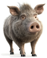 Smiling wild boar presented in a cartoon style. png