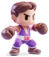 3D rendering of a pixelated boxer character. png