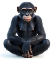Chimpanzee in a seated pose, facing forward. png