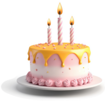 Delicious birthday cake with three candles. png