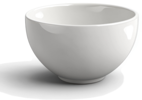Empty white ceramic bowl, a simple and round vessel. png