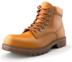 Durable, tan leather work boot presented in a studio setting. png