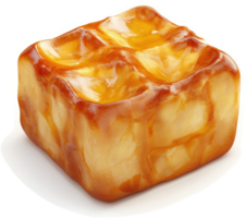 Golden, glazed cheese square with a waffle texture. png