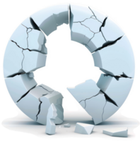 Shattered circle of ice symbolizes fragility and breakdown. png