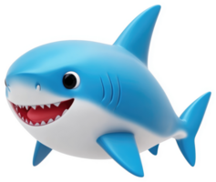 Smiling, cartoon shark, swimming in the ocean. png