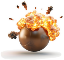Exploding bronze sphere, a dramatic visual effect. png