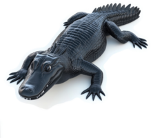 Black alligator in profile view against a white background. png