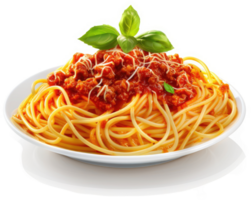 Spaghetti with meat sauce, topped with grated cheese. png