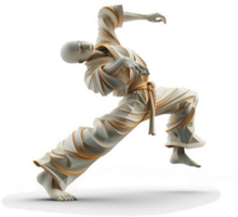 Dynamic karateka in a stylized, flowing pose. png