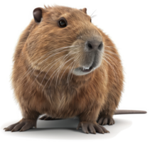 Close-up of a Capybara, showcasing its fur and features. png