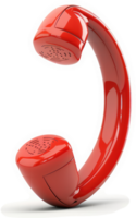Retro-style red corded telephone handset with built-in speakers. png