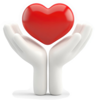 Caring hands hold a vibrant red heart. png