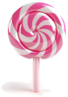Pink and white swirl lollipop with a stick. png
