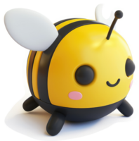 Cute cartoon bee with large eyes and soft features. png