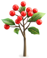 Vibrant red berries adorn a stylized little tree. png