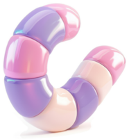 Playful, colorful letter C formed from candy-like shapes. png