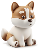 Cute cartoon puppy illustration, digitally rendered. png