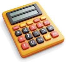 Orange calculator with numerical buttons and a display. png