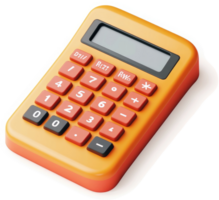 Portable orange calculator with numeric keypad. png