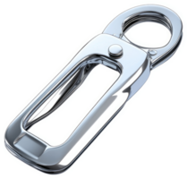 Sleek, chrome car key fob with a rectangular design. png