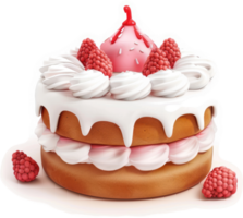 Delicate raspberry cake with whipped cream frosting. png