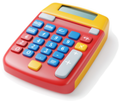 Colorful plastic calculator with numeric keys. png