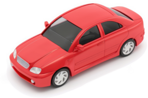 Red toy car, depicting a modern sedan. png