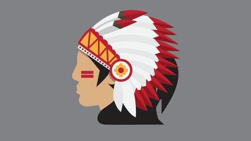 illustration of an original Indian American character in side view, symbolizing cultural identity, heritage, and diversity, with traditional attire and unique features representing the culture vector