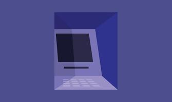 Flat design illustration of an ATM machine embedded in a wall, representing banking, financial transactions, and modern convenience, styled with a clean and minimalistic look. vector