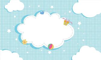 Flat design illustration of baby-themed clouds in a soft, pastel sky background, evoking calmness, innocence, and a dreamy atmosphere, ideal for nursery or child-related visuals. vector