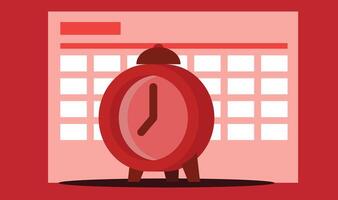 illustration of time management elements including a calendar and alarm clock, representing productivity, planning, scheduling, and effective organization vector