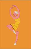 Flat design illustration of a ballet dancer gracefully performing, capturing elegance, movement, and artistic expression in a minimal style that symbolizes poise, rhythm, and classical dance beauty. vector
