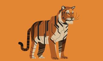 illustration of an Asian tiger, isolated, symbolizing strength, wild nature, and beauty, presented in a bold and dynamic graphic style vector