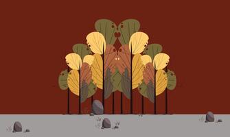 illustration of an autumn tree with orange and yellow leaves, standing isolated on a solid background vector