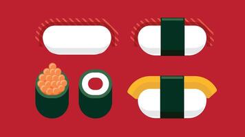 illustration of Japanese sushi rolls, featuring a variety of sushi types such as nigiri, maki, and sashimi, with vibrant colors and fresh ingredients vector