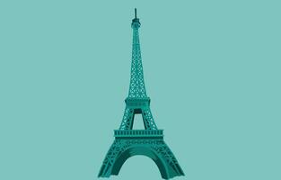 Flat design illustration of the Eiffel Tower, isolated on a clean background, showcasing its iconic structure and representing Parisian culture, travel, and architectural elegance in a minimal style. vector
