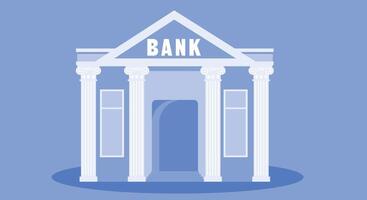 design illustration of a bank building in duo-tone colors, isolated against a clean background, representing financial institutions, stability, and modern architecture with a minimalist style vector