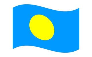 Wavy Flag of Palau, isolated on transparent background. Flag of the Republic of Palau. Oceania. illustration. vector