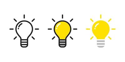 Light Bulb icon set. Idea icon symbol . Energy and thinking symbol. Creative idea and inspiration concept. vector