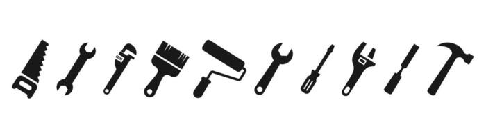 Tools icons set. Instruments signs collection. Tools and Service icons set. Instrument symbol vector