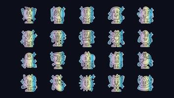 Retro Groovy Cartoon Object Character Icons vector