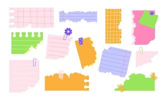 Set of brightly coloured paper with a ripped effect in a flat style vector