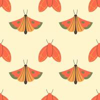 Seamless pattern with hand drawn moths vector